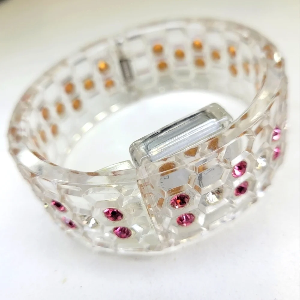 Vintage Rhinestone Encrusted Bracelet Watch Japanese Quartz Movement